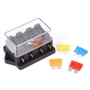 438178 ZXC Car 4 Way Circuit Standard ATO Blade Fuse Box Block Holder 12V 24V+4 Way Fuse