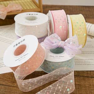 GOUPO 4cm Ruy băng lụa 10 thước Bó hoa gói quà Vật liệu đóng gói quà tặng Sáng tạo Vải ren lưới Đồ trang trí tự làm