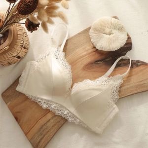 INTIMA 【 Bra / Bra and Panties Set 】Wireless Push Up Bra for Women ​Luxurious Satin Lace Brassiere Anti-sagging Female Underwear Seamless Bralette