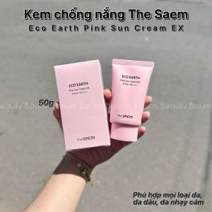 Kem chống nắng nâng tông lành tính The Saem Eco Earth Pink Sun Cream EX SPF50+ PA++++ 50g - Hàn Quốc