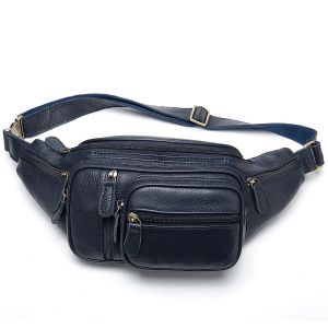 EDERN Genuine Leather Waist Bags Men Crocodile Pattern Belt Bag Multi-functional Fanny Pack Phone Waist Pack Retro Cowhide Chest Bag Men