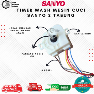 JMT - Timer Wash 6 Kabel Kaki Miring Mesin Cuci Sanyo 2 Tabung