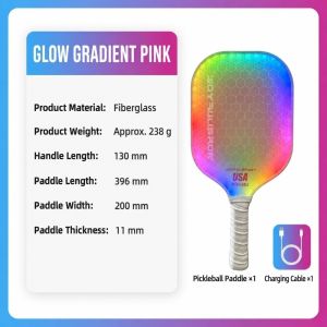 DOOUR Sợi carbon Vợt Pickleball Đèn LED Bề  mờ Chất lượng cao. Nhẹ Trò chơi chuyên nghiệp