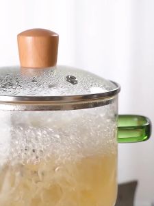 1800ml thickened high borosilicate glass pot household heat-resistant transparent stew pot soup pot