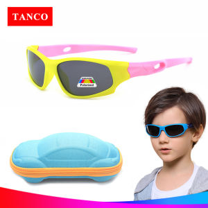 TANCO 1615Q Kính mát phân cực thật cho trẻ em đàn hồi Gọng silicon 100% kính chống tia UV thể thao phong cách tròng kính tac với kính trường hợp