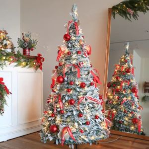 SWALLOWED Snow Flocking Christmas Tree Space Saving Snowy Decor Collapsible Tree Realistic New Design Xmas Tree Home Decor