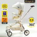 Maruya's Baby Walking Aid T6 Second Generation Baby Stroller Lightweight Foldable Can Sit Can Lie One-Button Retractable Two-Way Baby Stroller. 