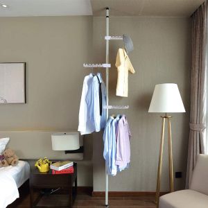 Nicedeal Standing Clothes Laundry Drying Rack Coat Hanger Organiser Floor to Ceiling Pole 3201 Rack