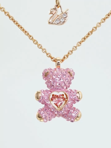 SWAROVSKI Luxury  Teddy pink diamond pendant necklace S925 sterling silver womens fashion necklace
