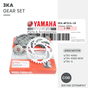 GEAR SET 3KA / RX KING / RX KING NEW / RX S / GEAR / GIR / GER / GEARSET / 1 SET PAKET GIR DEPAN DAN BELAKANG + RANTAI RODA KIT / DRIVE CHAIN KIT