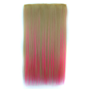 假头发女长直发假发片彩色挑染一片式五夹接发片Fake Hair Female Long Straight Hair Wig Piece Color Pickled One Piece Five Clip Hair Clip