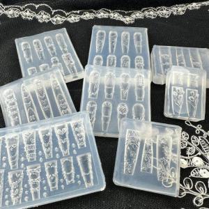 Minwen ห่วงโซ่ลูกไม้ฝรั่งเศสดอกไม้อะคริลิคที่3D ตกแต่งเล็บหงส์ตกแต่งเล็บซิลิโคนแบบทำมือแม่พิมพ์เล็บ