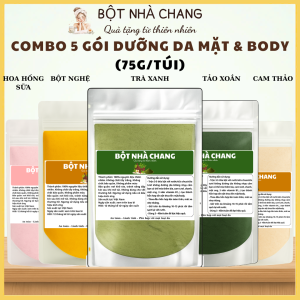 [Tặng gói tắm thảo mộc 75g] Combo 5 túi bột thảo mộc dưỡng sáng (Hoa hồng sữa bột nghệ trà xanh tảo xoắn cam thảo)