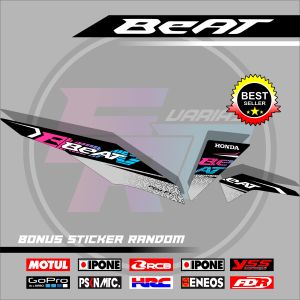 LIS BODY STRIPING STIKER BODY HONDA BEAT 2014 HITAM RAINBOW KEKINIAN