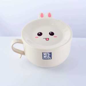 Japanese Style Multipurpose Double Layer Cute Cartoon Rabbit Instant Noodle Soup Keep Warm Bowl Food Grade Stainless Steel Insulated Bowl And Plate With Lid Spoon Children Set Mangkuk Sup Mee Serbaguna Dua Lapisan Keluli Tahan Karat Panas 不锈钢可爱儿童保温汤泡面碗碟套裝