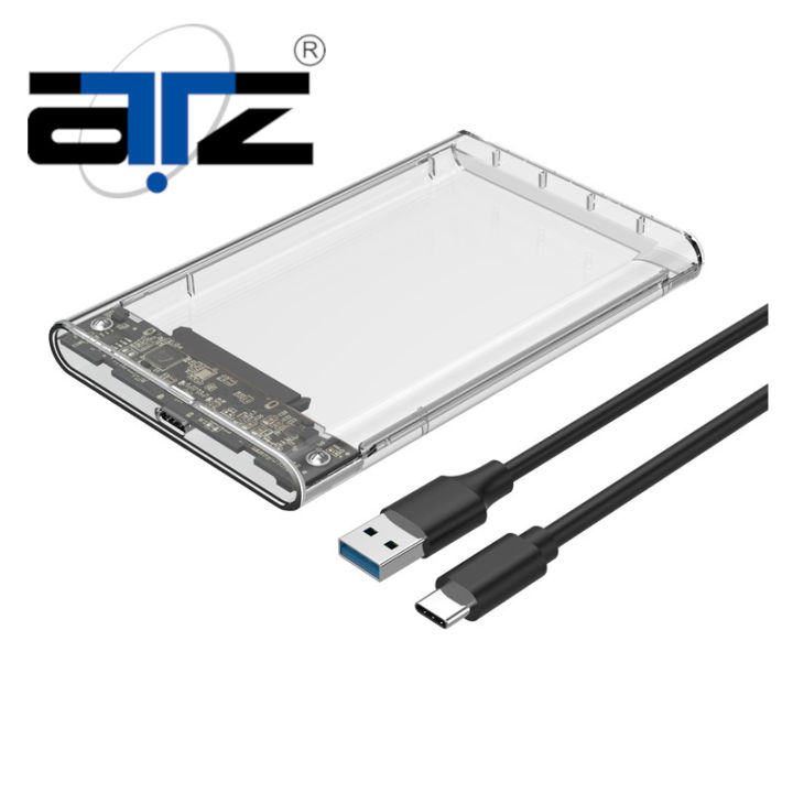 ATZ 2.5 inch USB C SATA/SSD/HDD External Enclosure, ABS (Transparent