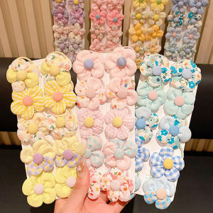 Minwen 10Pcs Colorful Sweet Flower Elastic Hair Bands Cute Fashion Ponytail Holder Children Scrunchies Rubber Band Hair Accessories