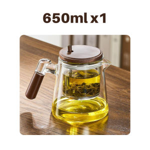Heat Resistant Glass Teapot Infuser Press Button Water Separation Teapot Solid Walnut Wood Handle 650ml / 750ml