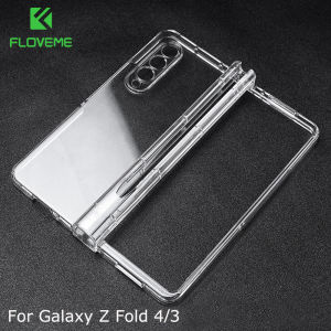 FLOVEME Transparent Hard PC Phone Case For Samsung Galaxy Z Fold 5 Fold 4 Z Fold 3 5G Hinge Protector Slide Pen Slot Full Protection ShockProof Back Cover For Galaxy Z Fold 5 Fold 4 Fold 3