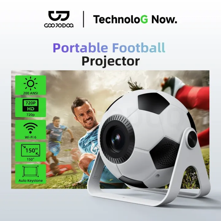GOOJODOQ Mini Projector Automatic Keystone Correction Flexible Angle Projection Capable of Projecting 40 to 150 Inches