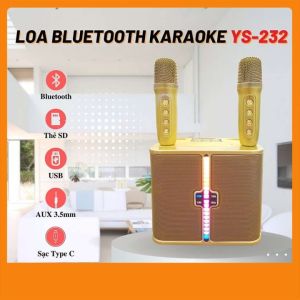 Loa Karaoke YS232 Kèm 2 Micro Cao Cấp Loa Hát Karaoke Bluetooth Siêu Hay - Chỉnh Echo - Reverb - Effect - Đổi Giọng - Cực Hay