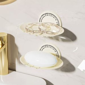 พร้อมส่ง กล่องสบู่ แบบกลวง ถ้วยดูด กันชื้น กันลื่น ระบายน้ํา เข้าง่าย สําหรับห้องน้ํา TA02