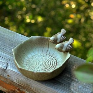 HEALMEYOU Ceramic Bird Bath Statue Handicraft Vintage Succulent Flower Pot Art Decor Cartoon Hydroponic Flowerpot Lotus