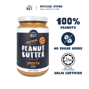 (No Sugar / Salt Added) CaveNut Smooth Zero Peanut Butter (Halal) 380g