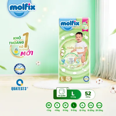 [QUÀ TẶNG GIỚI HẠN – ĐƠN 299K/799K] Tã Quần Thiên Nhiên Molfix Natural Super Jumbo M56/L52/XL46/XXL42/XXXL28