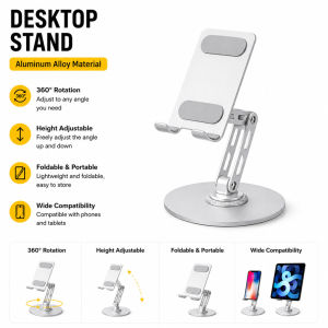 Aluminum Alloy Desktop Phone Tablet Stand 270° Height Adjustable Foldable Holder
