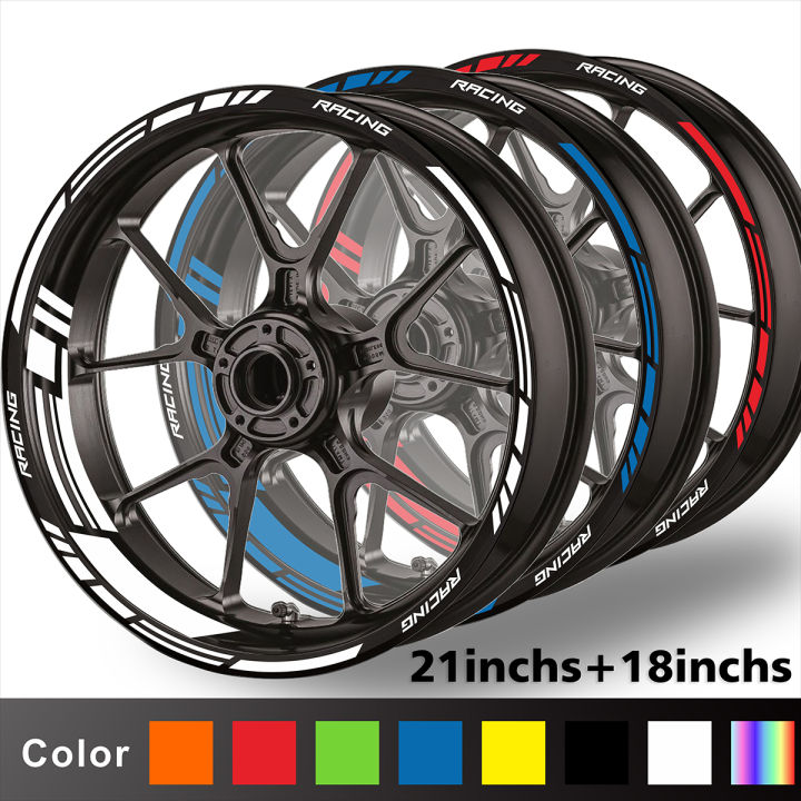 Reflective Motorcycle Wheel Stickers Hub Decal Rim Stripe stickers For ...