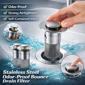 New Stainless Steel Odor-proof Bounce Drain Filter Bathroom Kitchen Sink Anti-clogging Filter Washbasin Hair Filter Hair Catcher