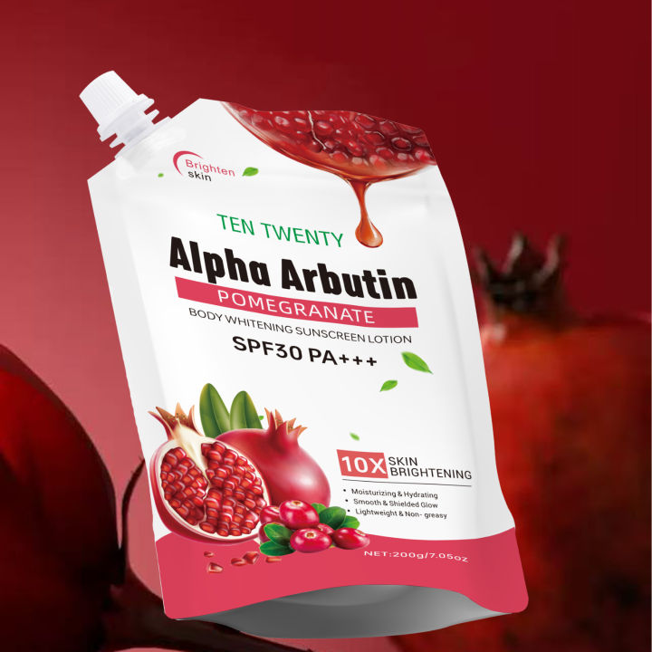 TEN%20TWENTY%20SPF30%20PA+++%20Alpha%20Arbutin%2010X%20Pomegranate%20Skin%20Brightening%20Body%20Whitening%20Sunscreen%20Lotion%20-%20Image%203