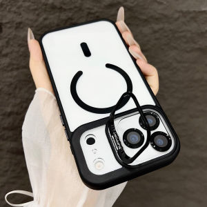 For MagSafe Magnetic Phone Case For iPhone Air 17 16 16e 15 14 13 12 11 Pro Max Plus Metal Holder Stand Lens Protect Cover Coque