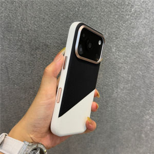 Splicing Colors PU Leather for Magsafe Case for iPhone 18Pro 17Pro 17Pro Max Alloy Lens Frame Wireless Charging Cover
