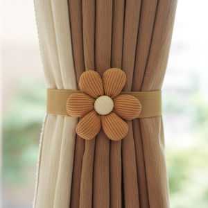 Flower Punch-Free Curtain Ties Creative Adjustable Curtain Tiebacks / Curtain Strapping / Elastic Belt With Buckle 花朵窗帘绑带