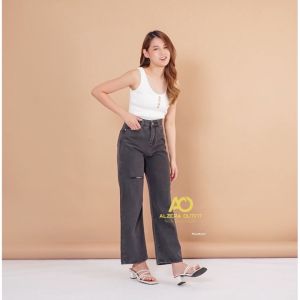 New Highwaist Loose Ripped Jeans 805 - 534 By Alzera Outfit