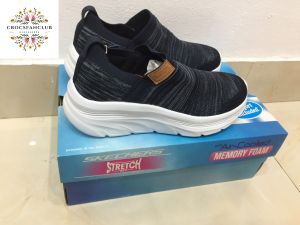 Giày slipon Skecher đế cao 6cm cho nữ đế cao su non - d182