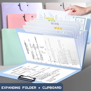 Expanding File Folder Long/A4 Folder Organizer 8 Pockets Clipboard With Cover 32.6x24.3cm