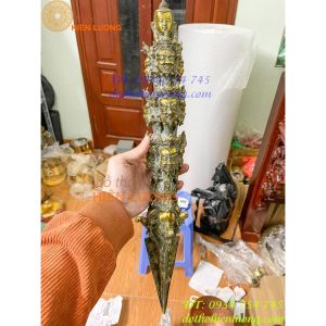 Dao Phurba đầu phật 9 mặt quỷ dài 50cm bằng đồng phong thủy