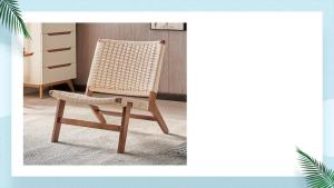 Rattan Chairs Outdoor Rattan Chair Outdoor Garden Rattan Chair Outdoor Sofa chair in Nordic style made of solid wood single-seater with saddle leather and woven rope suitable for Japanese-style balconies