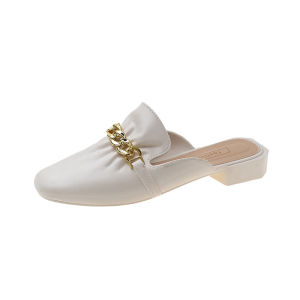 Free Shipping Korean-Style Spring And Autumn Fashion Flat Slippers Slip-On Sandals For Lazy Days WomenS Casual Closed-Toe Half Slippers