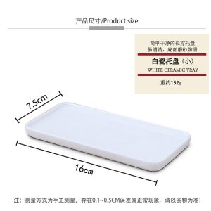 Japanese Style Rectangular Ceramic Tray Plate White Porcelain Rectangular Plate Toothbrush holder plate
