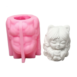 Nine Tailed Foxes Girl Shaped Decoration Mold Silicone Ornament Making Mould Gypsum Adorment Mould Crafting Tool