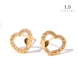 LS ต่างหูผู้หญิงทอง 18K คู่รักโรแมนติกต่างหูเล็กสด 440e