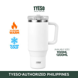 Tyeso 900ml/1200ml Tumbler for hot and cold Car cup White Stainless vacuum insulated tumbler Travel Mug With Straw