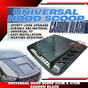 GCAO UNIVERSAL 51X47CM CAR AIR FLOW INTAKE HOOD SCOOP CARBONBLACK (12192)