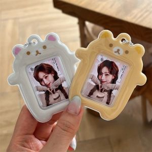 In Stock Rilakkuma 2 Inch Photo Card Holder Transparent White Brown Photocard Student Card Case Idol Photo Protector