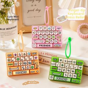 SUNYMEI Cartoon 26 Keys Keyboard Fidget Keychain Creative 26 Keys Fidget Keyboard Animal Diary Anti Stress Keyboard Keychain Party Favor Gift