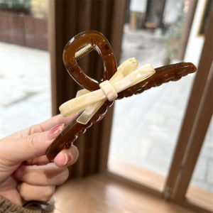 Jepit Rambut Salon SUPER JUMBO 12.8cm Transparan Pita Warna Bubble Gum Bentuk Simpul HCT006